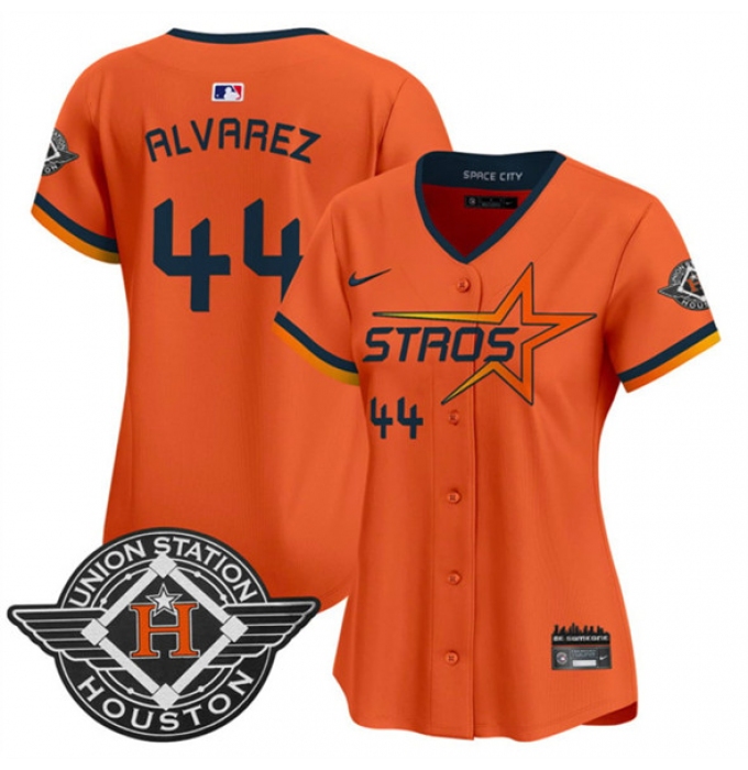 Women's Houston Astros #44 Yordan Alvarez Orange 2025 City Connect Limited Stitched Baseball Jersey(Run Small)