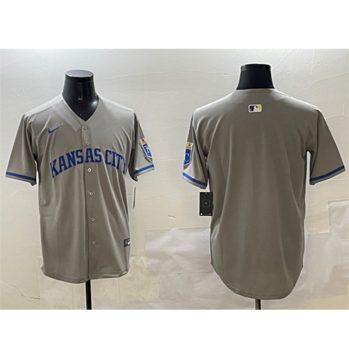 Men's Kansas City Royals Blank Gray 2024 Away Limited Stitched Baseball Jersey