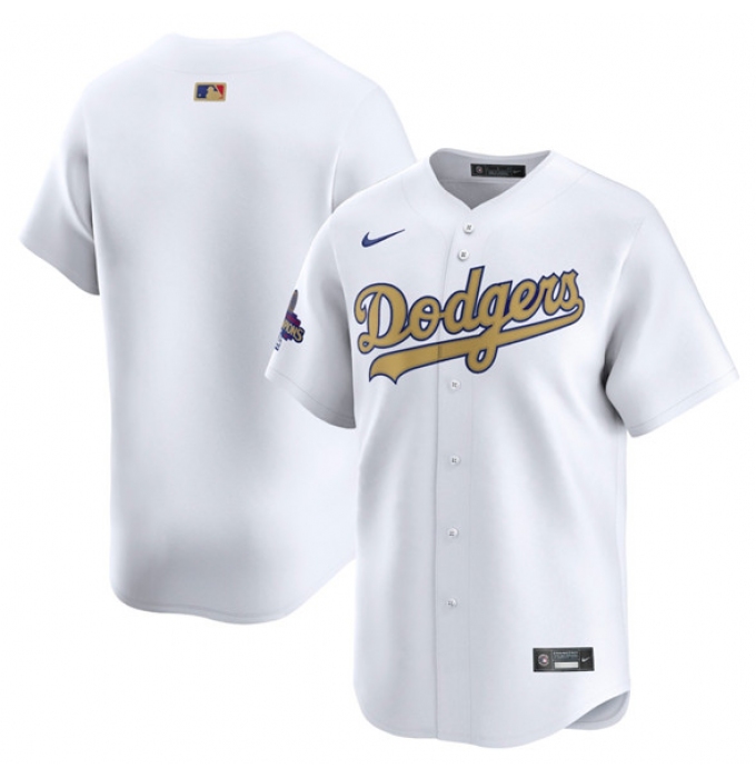 Men's Los Angeles Dodgers Blank White 2025 Gold Collection Limited Stitched Baseball Jersey