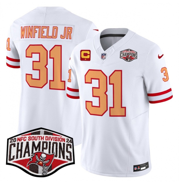 Men's Tampa Bay Buccaneers #31 Antoine Winfield Jr. White F.U.S.E. 2024 NFC South Champions With 1-Star C Limited Stitched Jersey