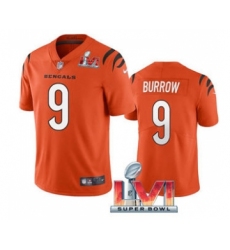 Men's Cincinnati Bengals #9 Joe Burrow Orange 2022 Super Bowl LVI Vapor Limited Stitched Jersey