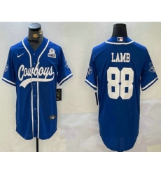 Men's Dallas Cowboys #88 CeeDee Lamb Light Blue 1960 Stitched Cool Base Nike Baseball Jersey