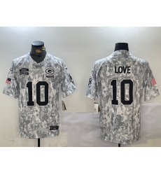 Men's Green Bay Packers #10 Jordan Love Arctic Camo 2024 FUSE Salute to Service Limited Stitched Jersey