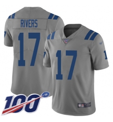 Youth Nike Indianapolis Colts #17 Philip Rivers Gray Stitched NFL Limited Inverted Legend 100th Season Jersey