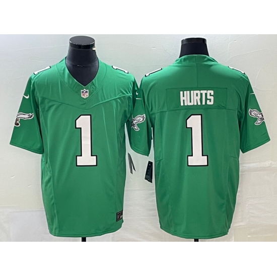 Men's Nike Philadelphia Eagles #1 Jalen Hurts Green 2023 F.U.S.E. Vapor ...