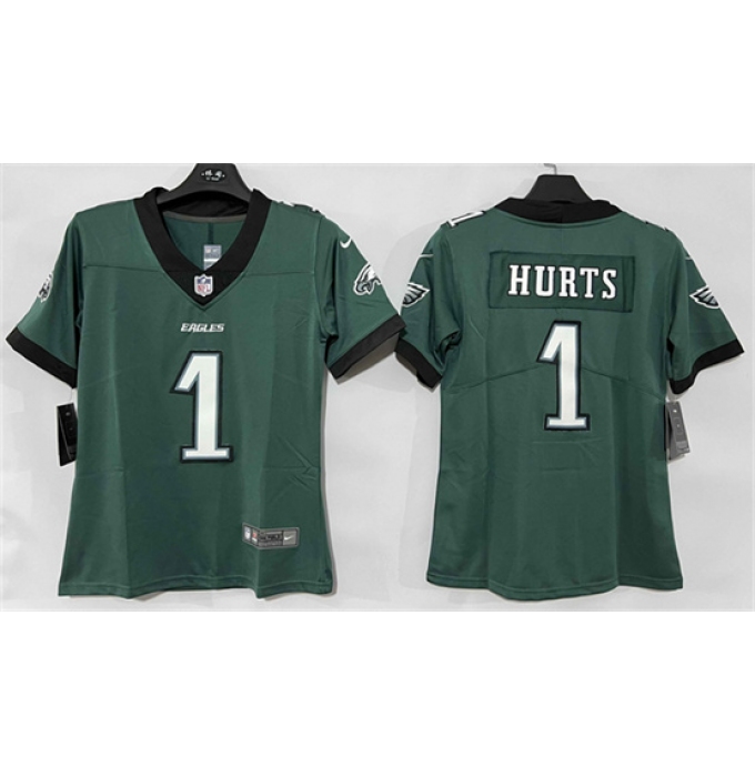 Women's Philadelphia Eagles #1 Jalen Hurts Green New Vapor Untouchable Limited Football Stitched Jersey(Run Small)