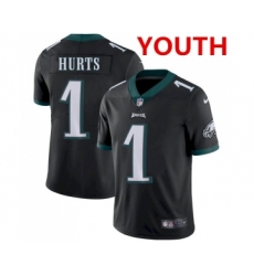 Youth Philadelphia Eagles #1 Jalen Hurts Black Vapor Untouchable Limited Stitched Jersey