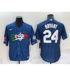 Men's Los Angeles Dodgers #24 Kobe Bryant Navy Blue Pinstripe 2020 World Series Cool Base Nike Jersey