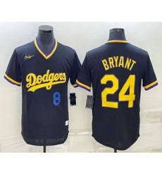 Mens Los Angeles Dodgers #8 #24 Kobe Bryant Number Black Stitched Pullover Throwback Nike Jersey