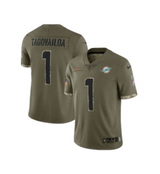Men's Miami Dolphins #1 Tua Tagovailoa 2022 Olive Salute To Service Limited Stitched Jersey Men's Miami Dolphins #1 Tua Tagovailoa 2022 Olive Salute To Service Limited Stitched Jersey