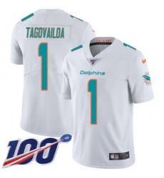 Youth Miami Dolphins #1 Tua Tagovailoa White Stitched 100th Season Vapor Untouchable Limited Jersey Youth Miami Dolphins #1 Tua Tagovailoa White Stitched 100th Season Vapor Untouchable Limited Jersey