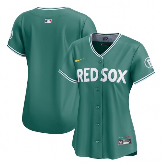 Women's Boston Red Sox Blank Green 2025 City Connect Limited Stitched Baseball Jersey(Run Small)