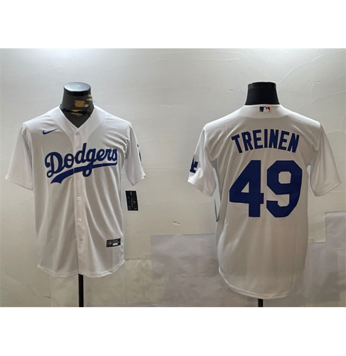 Men's Los Angeles Dodgers #49 Blake Treinen White Cool Base Stitched Baseball Jersey