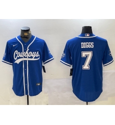 Men's Dallas Cowboys #7 Trevon Diggs Light Blue Cool Base Stitched Baseball Jersey