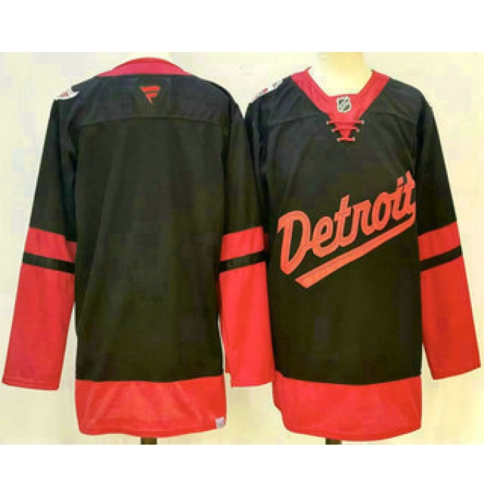 Men's Detroit Red Wings Blank Black 2025 Stadium Series Stitched Jersey