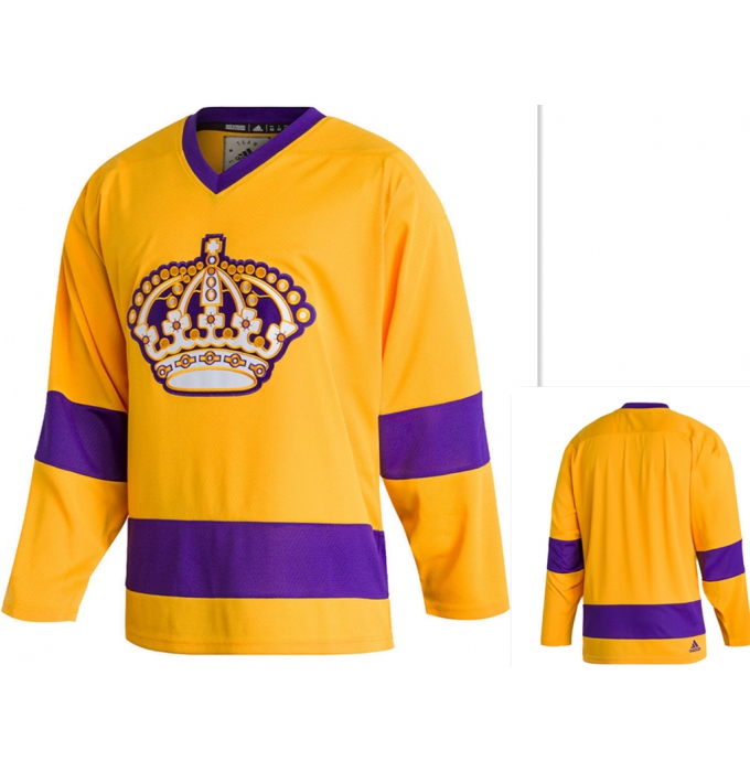 Men's Los Angeles Kings Blank Yellow Adidas Stitched Hockey Jersey