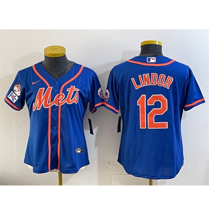 Women's New York Mets #12 Francisco Lindor Royal 2025 Spring Training Cool Base Stitched Baseball Jersey(Run Small)