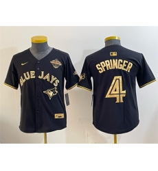 Youth Toronto Blue Jays #4 George Springer Black Gold 2025 American League Champions Limited Stitched Baseball Jersey