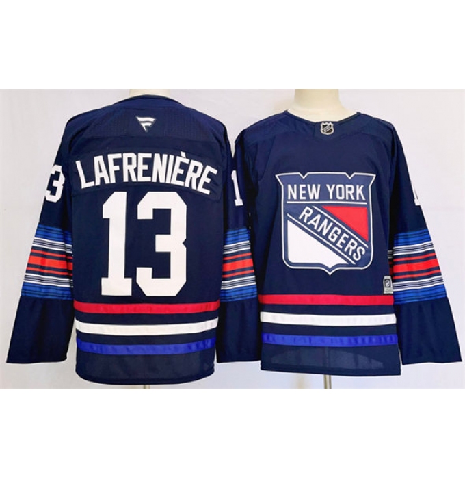 Men's New York Rangers #13 Alexis Lafreniere Navy 2024-25 Stitched Jersey