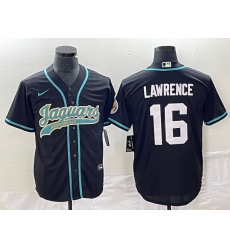 Men's Nike Jacksonville Jaguars #16 Trevor Lawrence Black Cool Base Stitched Baseball Jersey Men's Nike Jacksonville Jaguars #16 Trevor Lawrence Black Cool Base Stitched Baseball Jersey