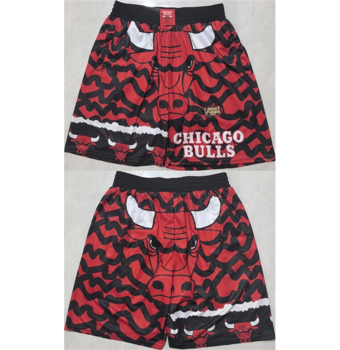 Men's Chicago Bulls Black Red Shorts (Run Small)