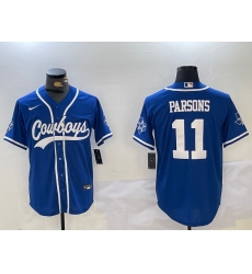 Men's Dallas Cowboys #11 Micah Parsons Light Blue Stitched Cool Base Nike Baseball Jersey