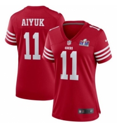 Women's San Francisco 49ers #11 Brandon Aiyuk Red 2023 F U S E Vapor Limited Stitched Football 2024 Super Bowl LVIII Jersey