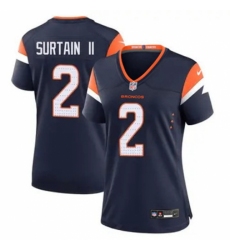 Women Nike Denver Broncos #2 Patrick Surtain II Navy Blue Vapor Limited Jersey