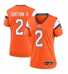 Women Nike Denver Broncos #2 Patrick Surtain II Orange Vapor Limited Jersey