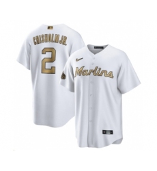 Men's Miami Marlins #2 Jazz Chisholm Jr. White 2022 All-Star Cool Base Stitched Baseball Jersey