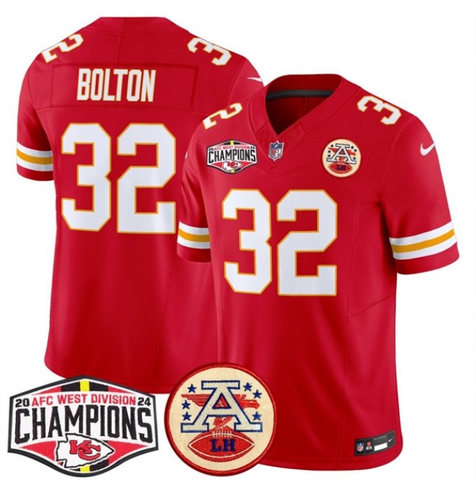 Men's Kansas City Chiefs #32 Nick Bolton Red F.U.S.E. 2024 AFC West Division Champions Vapor Limited Stitched Football Jersey