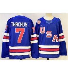 Men's USA #7 Brady Tkachuk Royal 2025-2026 Stitched Jersey