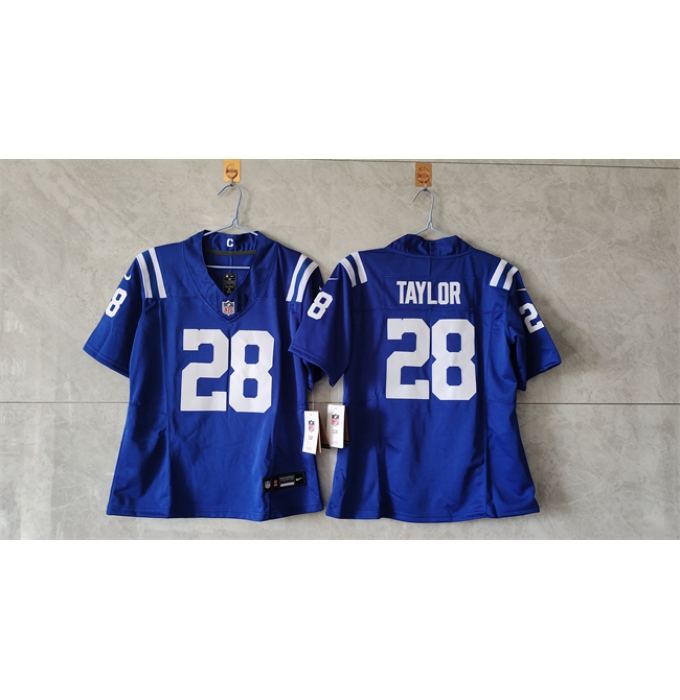 Women's Indianapolis Colts #28 Jonathan Taylor Blue 2024 F.U.S.E. Vapor Stitched Jersey(Run Small)