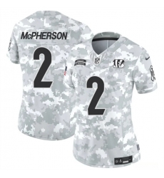 Women's Cincinnati Bengals #2 Evan McPherson 2024 F.U.S.E Arctic Camo Salute To Service Limited Stitched Football Jersey(Run Small)