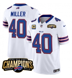 Men's Buffalo Bills #40 Von Miller White 2023 F.U.S.E. AFC East Champions With 4-star C Football Stitched Jersey Men's Buffalo Bills #40 Von Miller White 2023 F.U.S.E. AFC East Champions With 4-star C Football Stitched Jersey