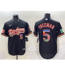 Men's Los Angeles Dodgers #5 Freddie Freeman Black Mexico Cool Base Stitched Baseball Jersey