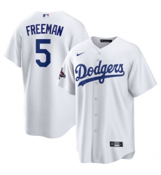 Men's Los Angeles Dodgers #5 Freddie Freeman White 2024 World Series Champions Home Stitched Baseball Jersey