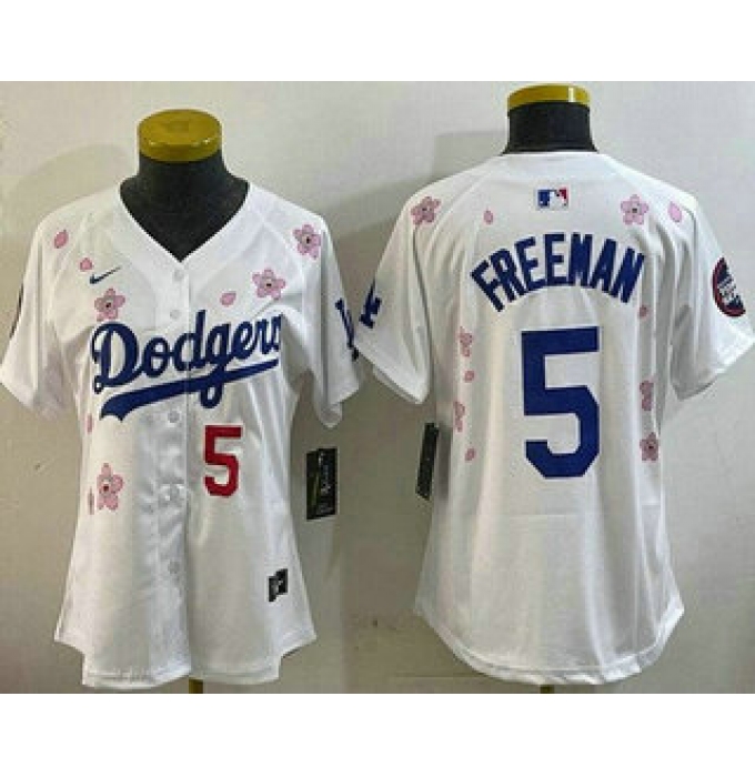 Women's Los Angeles Dodgers #5 Freddie Freeman White 2025 Tokyo Series Limited Jersey