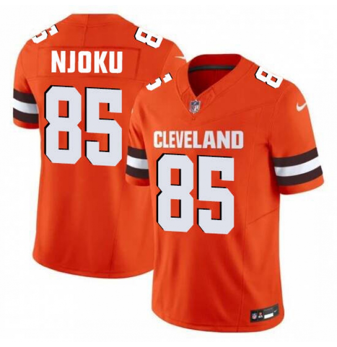 Men's Cleveland Browns #85 Njoku Orange 2025 Vapor Limited Football Stitched Jersey