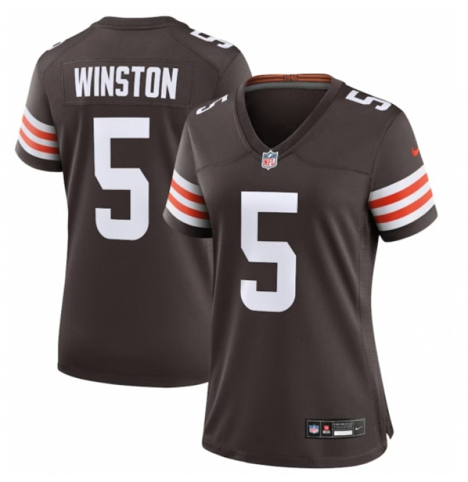 Women Cleveland Browns #5 Jameis Winston Brown Vapor Limited Stitched Football Jersey