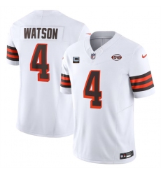 Men's Cleveland Browns #4 Deshaun Watson White 2024 F.U.S.E. With 2-Star C 1946 Collection Vapor Untouchable Limited Stitched Jersey Men's Cleveland Browns #4 Deshaun Watson White 2024 F.U.S.E. With 2-Star C 1946 Collection Vapor Untouchable Limited Stitched Jersey