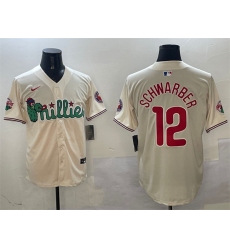 Men's Philadelphia Phillies #12 Kyle Schwarber Cream Phanatic Limited Stitched Jersey