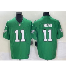 Men's Nike Philadelphia Eagles #11 AJ Brown Green 2023 F.U.S.E. Vapor Limited Throwback Stitched Football Jersey