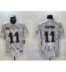 Men's Philadelphia Eagles #11 AJ Brown Arctic Camo 2024 FUSE Salute to Service Limited Stitched Jersey