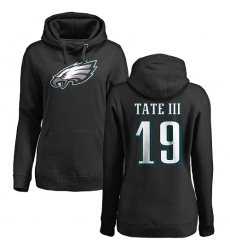 Women's Nike Philadelphia Eagles #19 Golden Tate III Black Name & Number Logo Pullover Hoodie