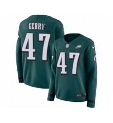 Women's Nike Philadelphia Eagles #47 Nate Gerry Limited Green Therma Long Sleeve NFL Jersey