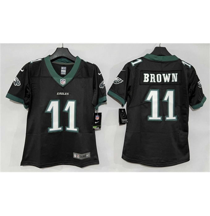 Women's Philadelphia Eagles #11 A. J. Brown Black New Vapor Untouchable Limited Football Stitched Jersey(Run Small)