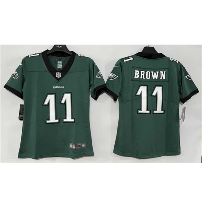 Women's Philadelphia Eagles #11 A. J. Brown Green New Vapor Untouchable Limited Football Stitched Jersey(Run Small)
