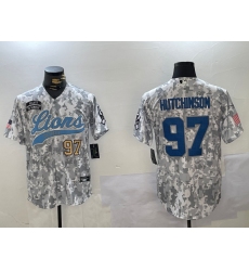 Men's Detroit Lions #97 Aidan Hutchinson 2024 Arctic Camo Salute To Service Stitched Baseball Jerseys