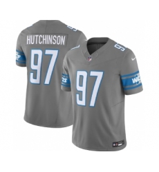 Men's Nike Detroit Lions #97 Aidan Hutchinson Grey 2023 F.U.S.E. Vapor Untouchable Limited Football Stitched Jersey Men's Nike Detroit Lions #97 Aidan Hutchinson Grey 2023 F.U.S.E. Vapor Untouchable Limited Football Stitched Jersey